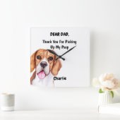 Funny Beagle Waterverf Canine Art Vierkante Klok (Huis)