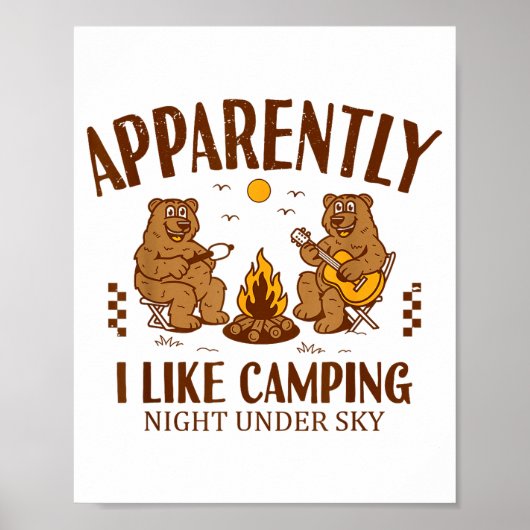 Funny Bear Apparently, I Like Camng  Poster (Voorkant)