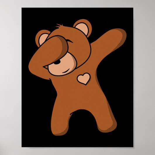 Funny Bear Dancing Dab Bear Party Dancing Bea Poster (Voorkant)