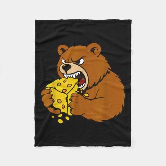 Funny Bear Eating Cheese Illustration For Food Lov Fleece Deken (Voorkant)