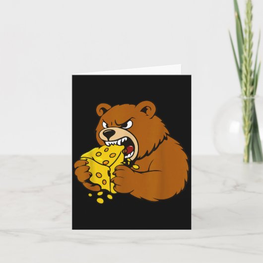 Funny Bear Eating Cheese Illustration For Food Lov Kaart (Voorkant)