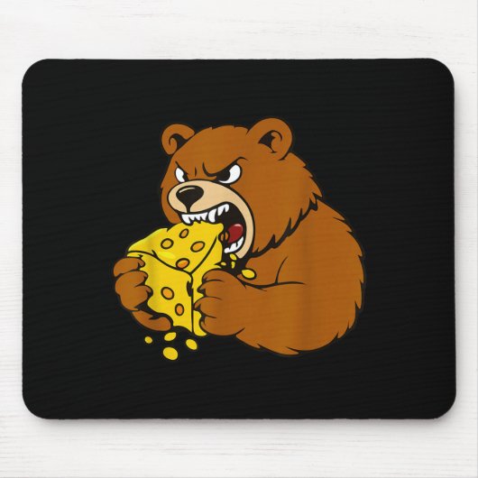 Funny Bear Eating Cheese Illustration For Food Lov Muismat (Voorkant)
