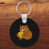 Funny Bear Eating Cheese Illustration For Food Lov Sleutelhanger (Voorkant)