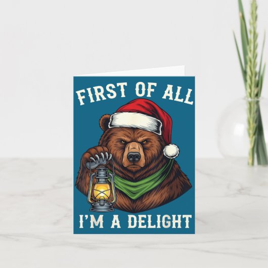 Funny Bear First Of All I'm A Delight Merry Christ Kaart (Voorkant)