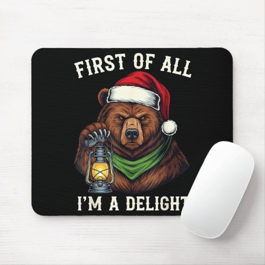 Funny Bear First Of All I'm A Delight Merry Christ Muismat (Met muis)