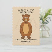 Funny Bear out of Hibernation Cartoon Feestdagenkaart (Staand voorkant)