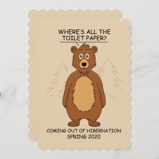 Funny Bear out of Hibernation Cartoon Feestdagenkaart (Voorkant / Achterkant)