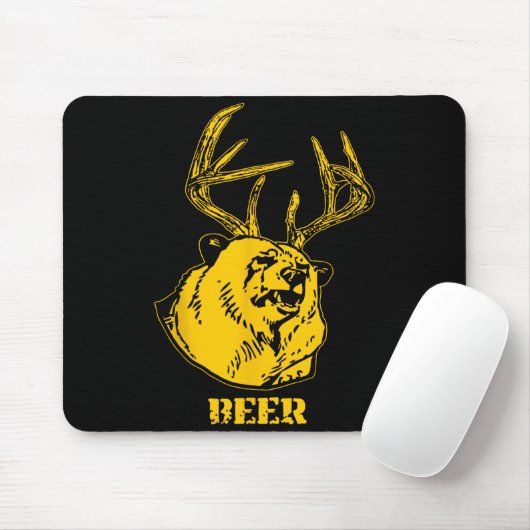 Funny Bear Plus Deer Equals Beer Deer Hunting Usa  Muismat (Met muis)