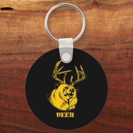 Funny Bear Plus Deer Equals Beer Deer Hunting Usa Sleutelhanger (Voorkant)