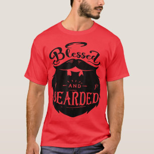 Funny Beard Blessed and Bearded Pap Husband Boyfr T-shirt