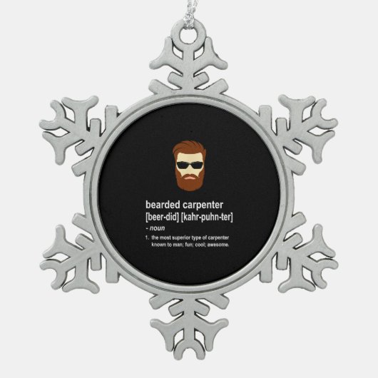 Funny Beard Carpenter Gift Mannen Tin Sneeuwvlok Ornament (Voorkant)