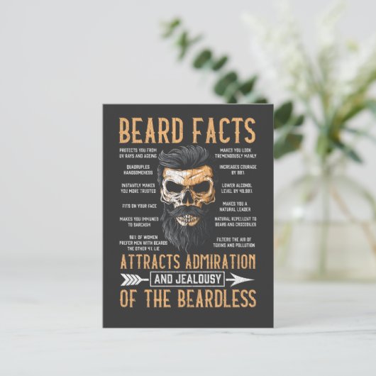Funny Beard Facts Bearded Man Mustache Humor Briefkaart (Staand voorkant)