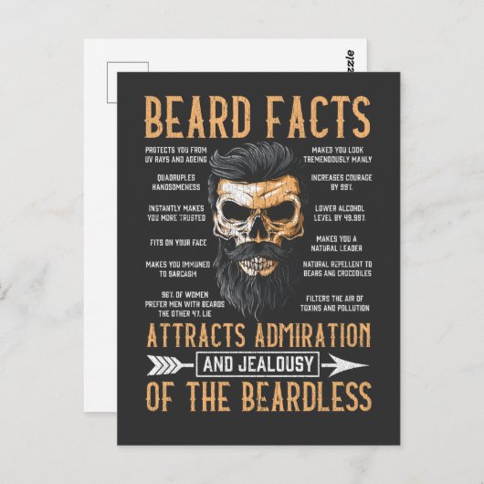 Funny Beard Facts Bearded Man Mustache Humor Briefkaart (Voorkant / Achterkant)