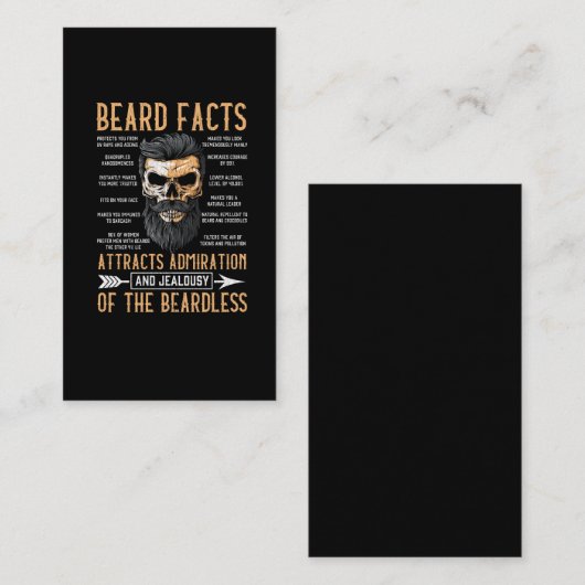Funny Beard Facts Bearded Man Mustache Humor Visitekaartje (Voorkant / Achterkant)