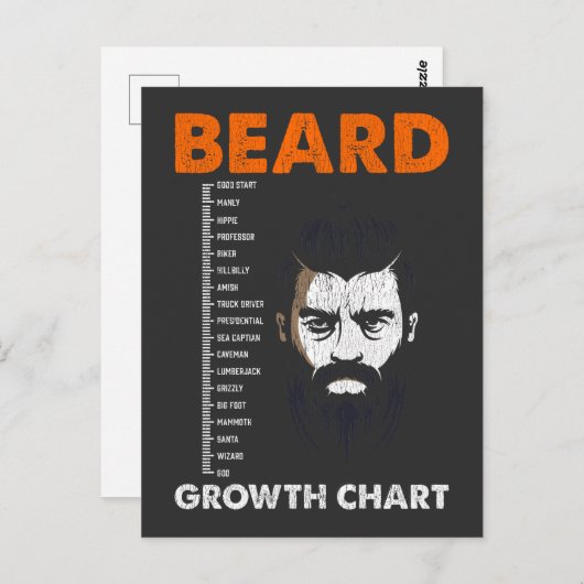 Funny Beard Growth Measurement Chart Bearded Manne Briefkaart (Voorkant / Achterkant)