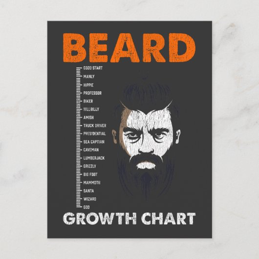 Funny Beard Growth Measurement Chart Bearded Manne Briefkaart (Voorkant)