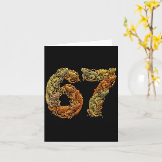 Funny Bearded Dragon 6 7 Meme Six Seven Beardzilla Kaart (Gele Bloem)