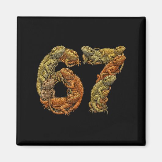 Funny Bearded Dragon 6 7 Meme Six Seven Beardzilla Magneet (Voorkant)