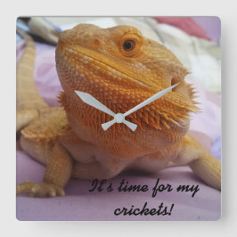 Funny Bearded Dragon Afbeelding Design Vierkante Klok