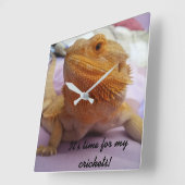 Funny Bearded Dragon Afbeelding Design Vierkante Klok (Hoek)