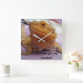 Funny Bearded Dragon Afbeelding Design Vierkante Klok (Huis)
