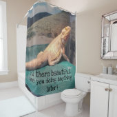 Funny Bearded Dragon Afbeelding Flirty Quote Douchegordijn (In situ)