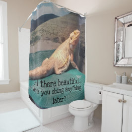 Funny Bearded Dragon Afbeelding Flirty Quote Douchegordijn