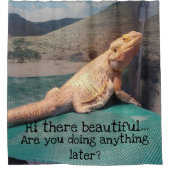Funny Bearded Dragon Afbeelding Flirty Quote Douchegordijn (Voorkant)