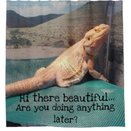 Funny Bearded Dragon Afbeelding Flirty Quote Douchegordijn