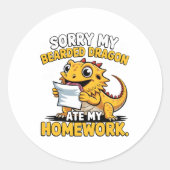 Funny Bearded Dragon Cute Reptile Lover Gift Ronde Sticker (Voorkant)