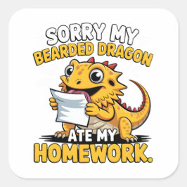 Funny Bearded Dragon Cute Reptile Lover Gift Vierkante Sticker