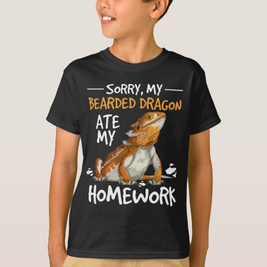 Funny Bearded Dragon Homework Kinder T-shirt (Voorkant)