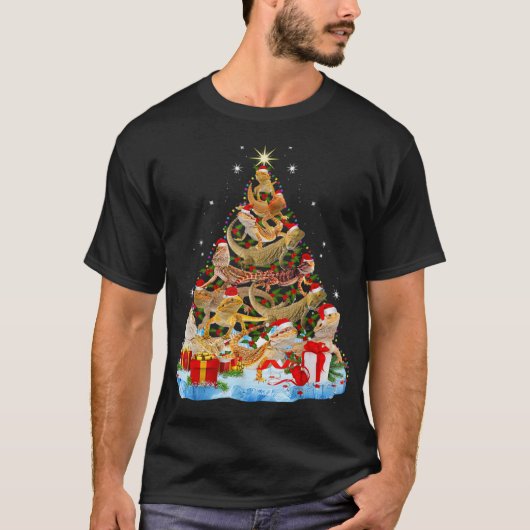 Funny Bearded Dragon Kerstboom T-shirt (Voorkant)
