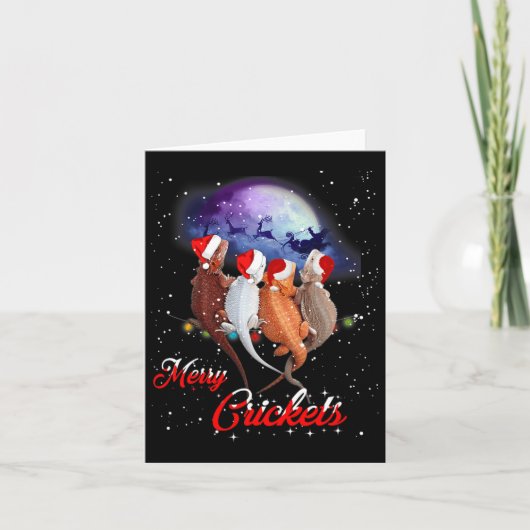 Funny Bearded Dragon Kerstmis T-shirt Merry Cricke Kaart (Voorkant)