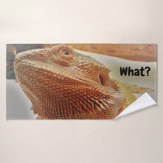 Funny Bearded Dragon Photo Print Bad Handdoek (Badhanddoek)