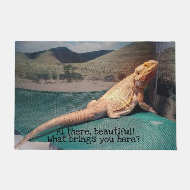 Funny Bearded Dragon Photo Print Design Deurmat (Voorkant)