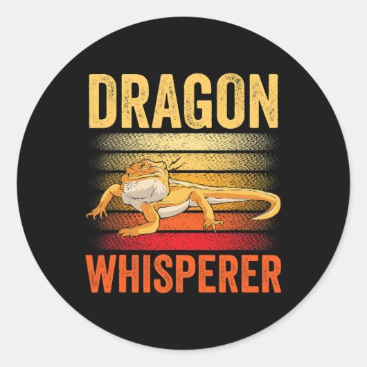 Funny Bearded Dragon Reptile Lizard Dinosa Ronde Sticker (Voorkant)