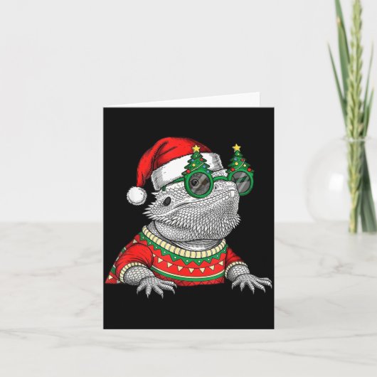 Funny Bearded Dragon Santa Hat Christmas  Kaart (Voorkant)