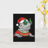 Funny Bearded Dragon Santa Hat Christmas  Kaart (Gele Bloem)