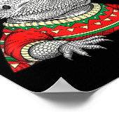 Funny Bearded Dragon Santa Hat Christmas  Poster (Hoek)
