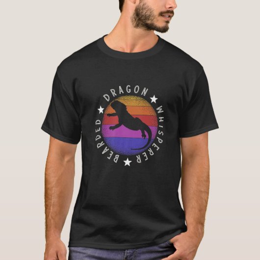 Funny Bearded Dragon Whisperer Retro Sunset Lizard T-shirt (Voorkant)
