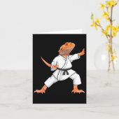 Funny Bearded Dragons Doing Karate Samurai Ninja L Kaart (Gele Bloem)