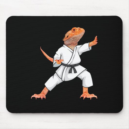 Funny Bearded Dragons Doing Karate Samurai Ninja L Muismat (Voorkant)