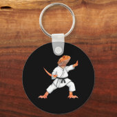 Funny Bearded Dragons Doing Karate Samurai Ninja L Sleutelhanger (Voorkant)