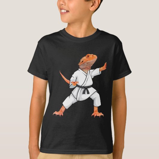 Funny Bearded Dragons Doing Karate Samurai Ninja L T-shirt (Voorkant)