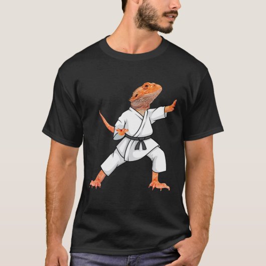 Funny Bearded Dragons Doing Karate Samurai Ninja L T-shirt (Voorkant)
