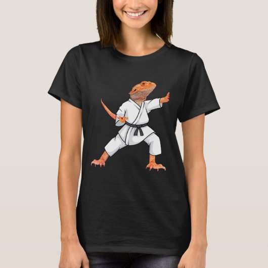 Funny Bearded Dragons Doing Karate Samurai Ninja L T-shirt (Voorkant)