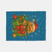 Funny Bearded Dragons Santa Christmas Tree Lights  Fleece Deken (Voorkant (Horizontaal))