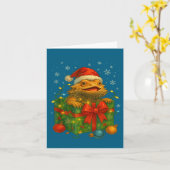 Funny Bearded Dragons Santa Christmas Tree Lights  Kaart (Gele Bloem)
