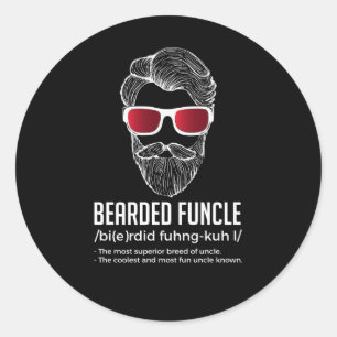 Funny Bearded Funding Definition Novelty Ronde Sticker